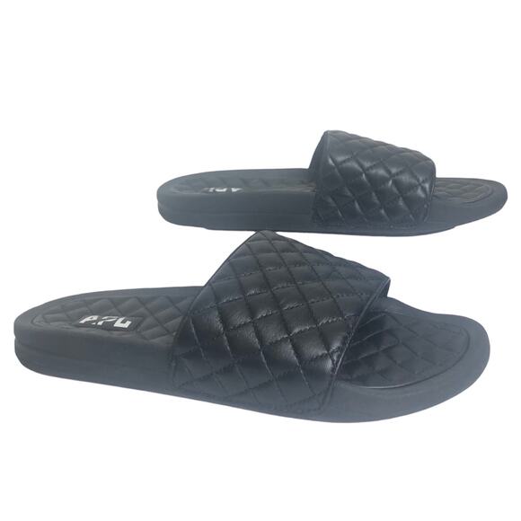 Lululemon APL Lusso Quilted Slide Sandal Black Cushioned Comfort Casual 10 - Picture 1 of 9